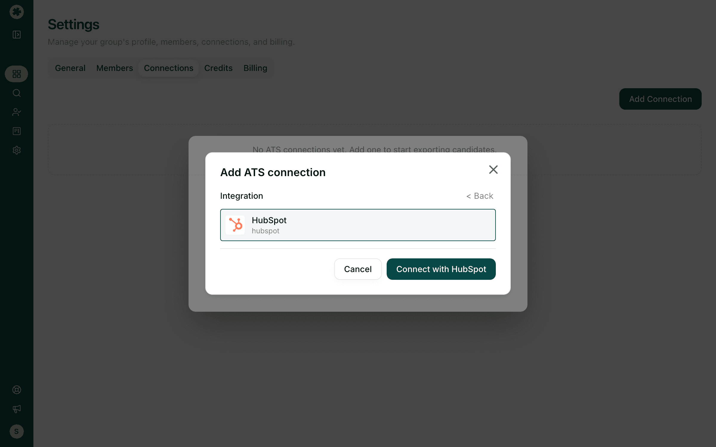 Connect HubSpot and push contacts