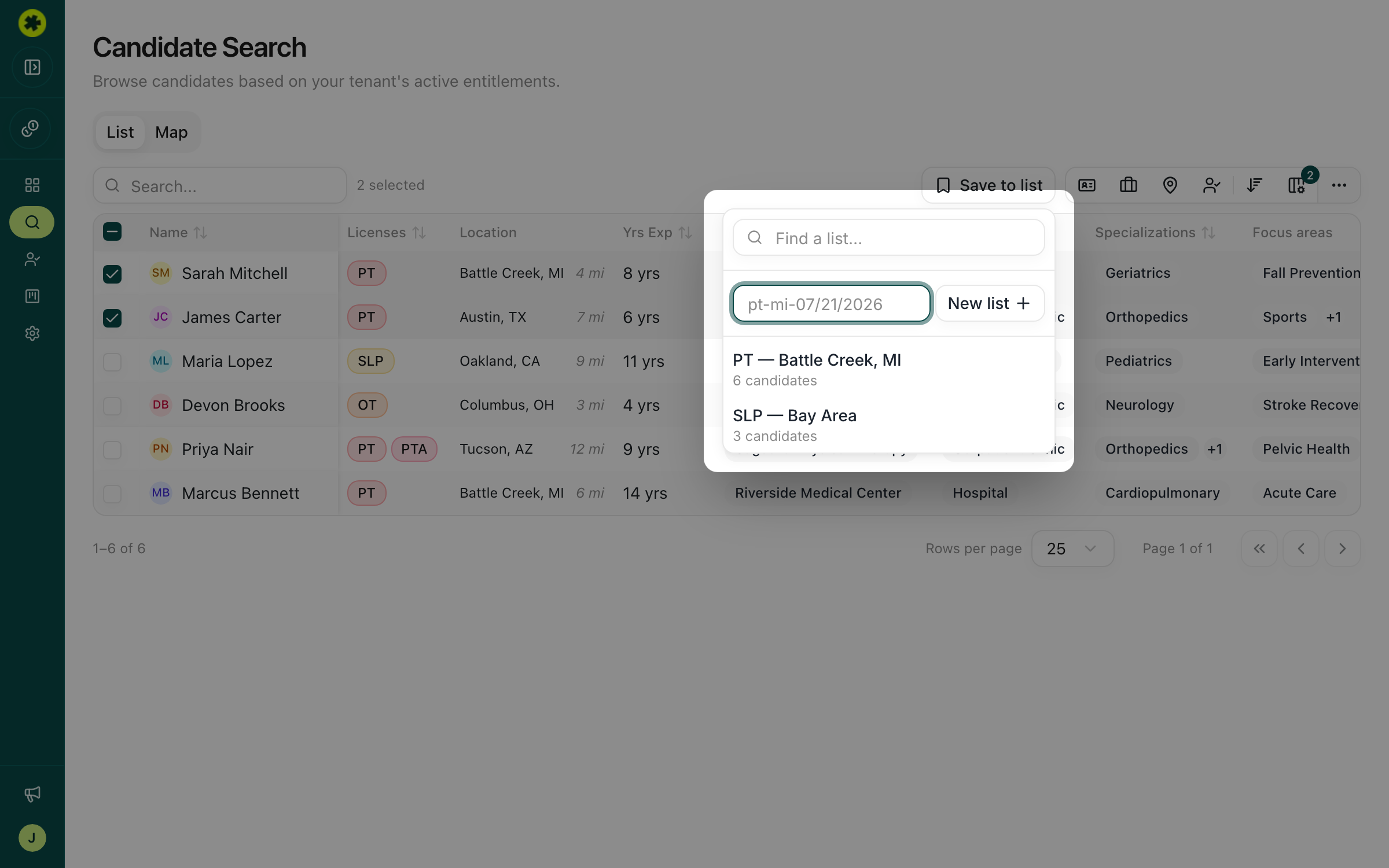 The Save to list dropdown