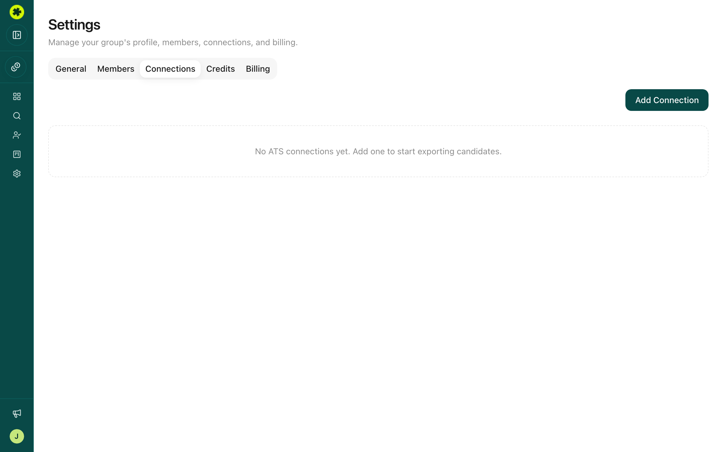 The Connections settings page with Add Connection